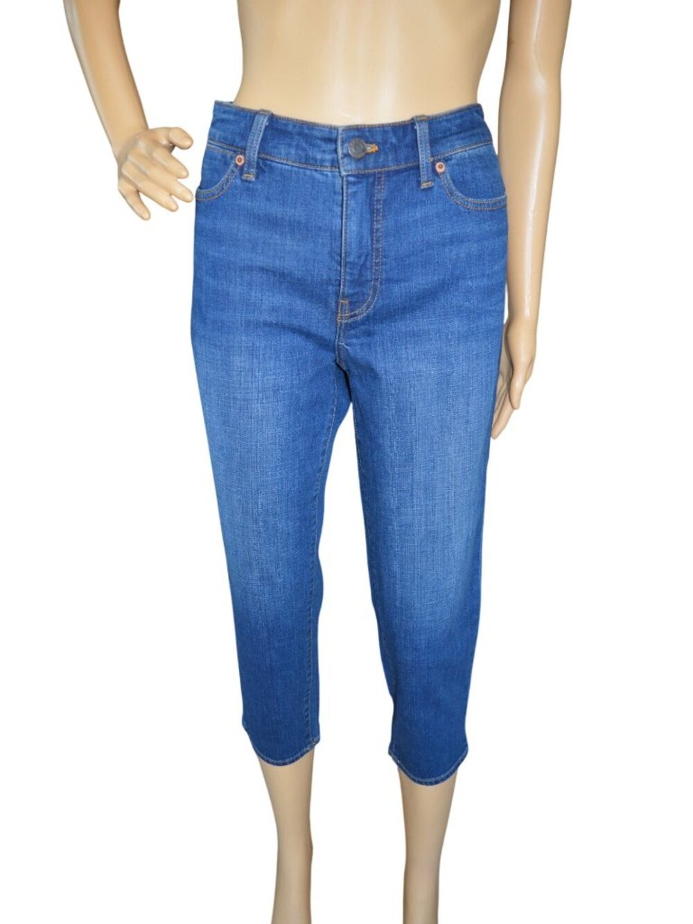Talbots Flawless Straight Crop Medium Wash Denim Blue Jeans Womens Size 6 Petite